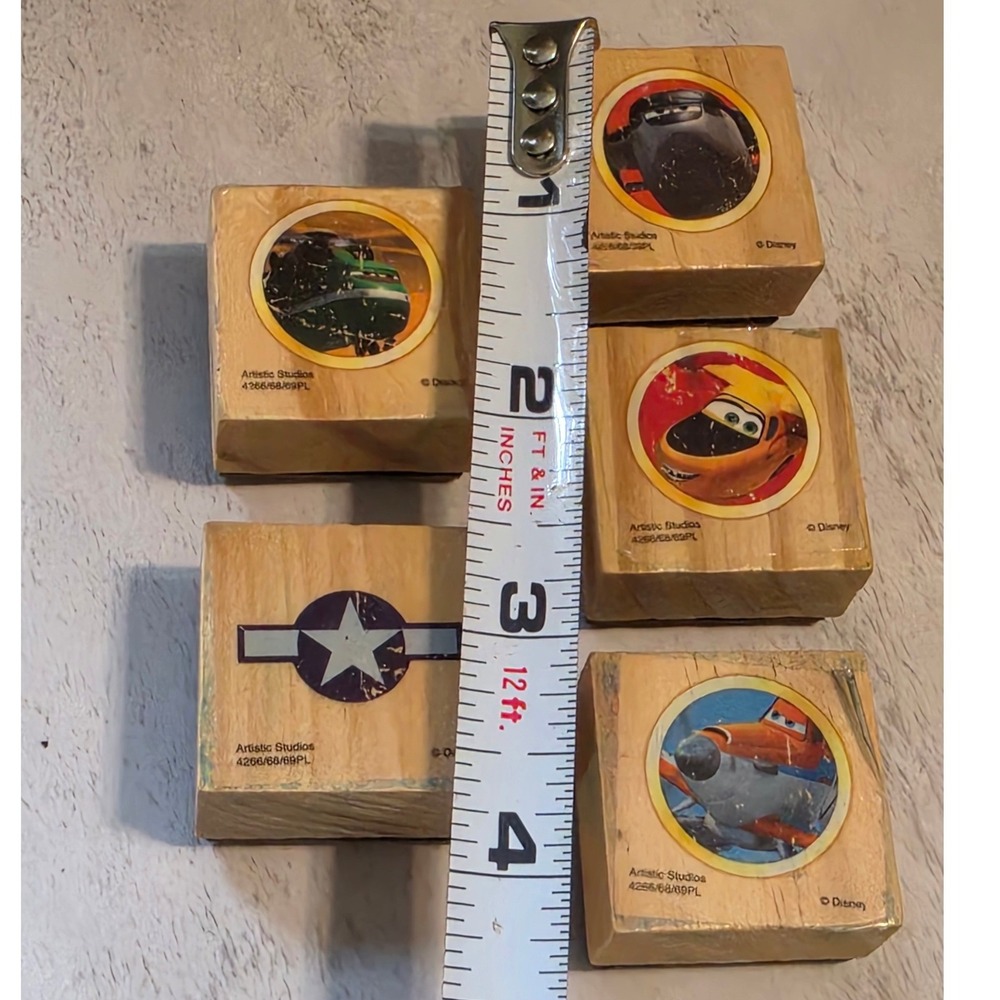 Disney Planes Wooden Rubber Stamp Set 5pc Artistic Studios - Picture 2 of 3